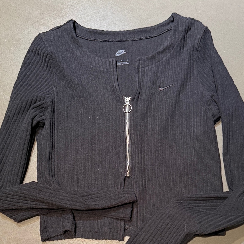 Nike Black Ribbed Zip-Up Cardigan